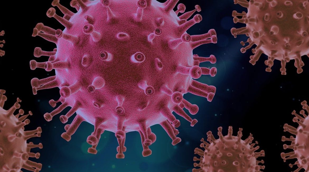 Illustration of microscopic virus.